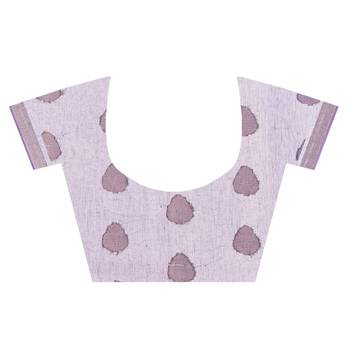 Purple woven pure linen saree with blouse 4