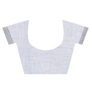 Rust woven pure linen saree with blouse 4