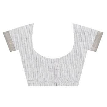 Peach woven pure linen saree with blouse 4