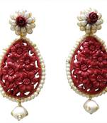 Maroon White Pearl Earring