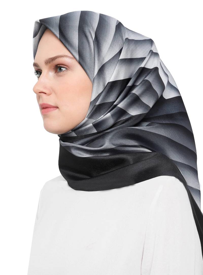 JSDC Women's Modest Wear Silk Crepe Printed Square Stole Scarf Dupatta