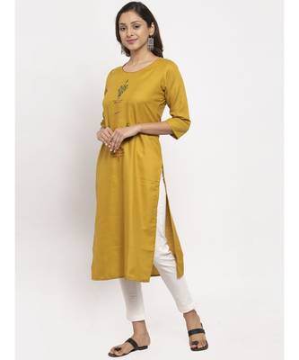 Tag 7 Women Mustard Embroidered Kurta 2