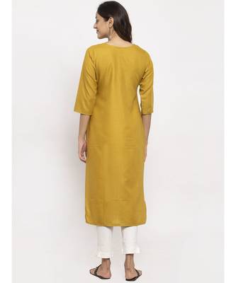 Tag 7 Women Mustard Embroidered Kurta 3