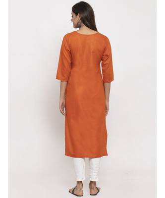 Tag 7 Women Orange Embroidered Kurta 3