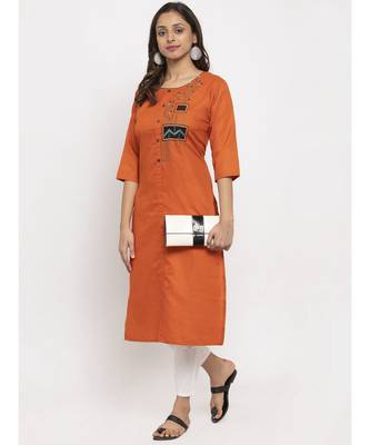 Tag 7 Women Orange Embroidered Kurta 5