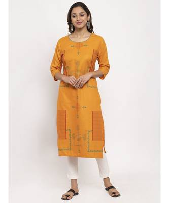 Tag 7 Women Orange Printed Kurta 1