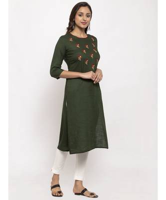 Tag 7 Women Green Embroidered Kurta 2