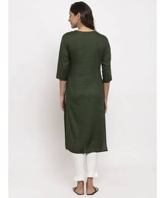 Tag 7 Women Green Embroidered Kurta 3