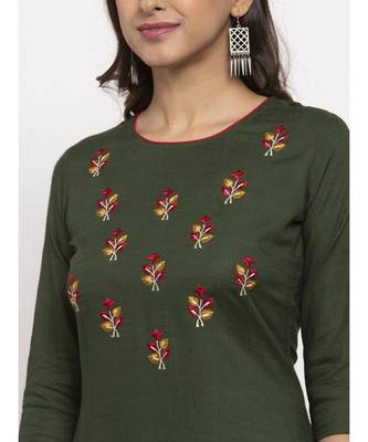 Tag 7 Women Green Embroidered Kurta 4