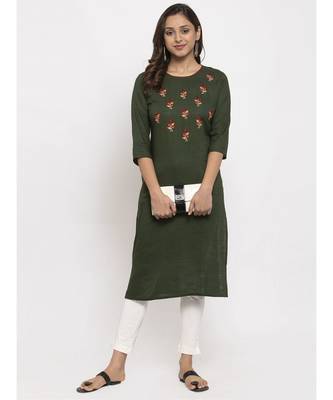 Tag 7 Women Green Embroidered Kurta 5