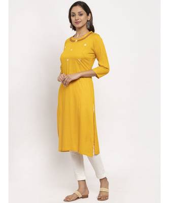 Tag 7 Women Yellow Embroidered Kurta 2