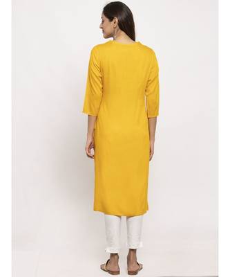 Tag 7 Women Yellow Embroidered Kurta 3