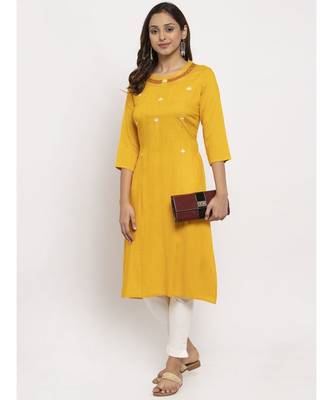 Tag 7 Women Yellow Embroidered Kurta 5