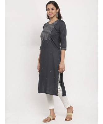 Tag 7 Women Grey Yoke Design Embroidered Kurta 2