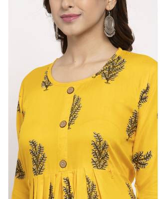 Tag 7 Women Yellow Floral Block Print A Line Dress 4