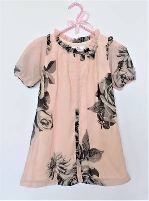 Pink printed georgette kids-frocks 1