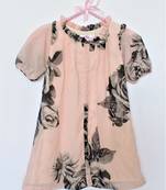 Pink printed georgette kids-frocks
