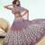 Lilac thread and sequins embroidered net semi stitched lehenga
