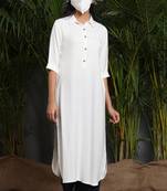 Offwhite Rayon Dobby A-Line Kurta
