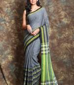 Grey woven cotton saree with blouse