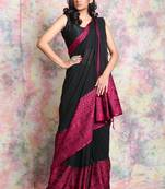 Black woven cotton saree with blouse