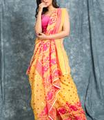 Light yellow jamdani saree with all over work