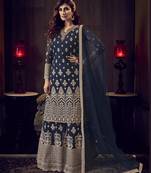 Blue embroidered net salwar