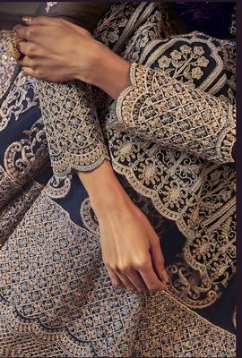 Blue embroidered net salwar 4