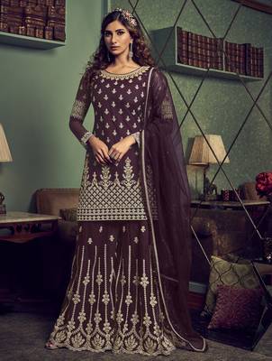 Purple embroidered net salwar 1
