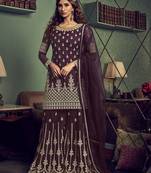 Purple embroidered net salwar