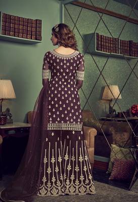 Purple embroidered net salwar 2