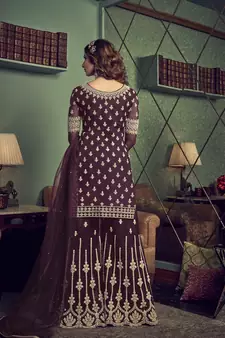 Purple embroidered net salwar