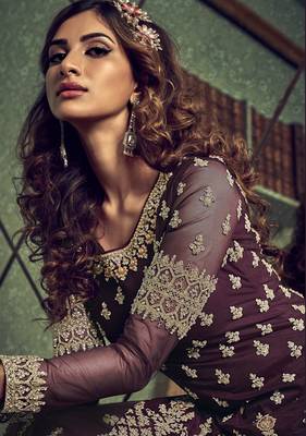 Purple embroidered net salwar 3