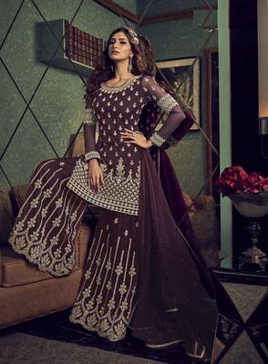 Purple embroidered net salwar 4