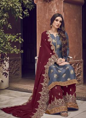 Blue embroidered jacquard salwar 2