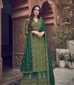 Green embroidered jacquard salwar