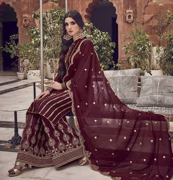 Dark-maroon embroidered jacquard salwar 2