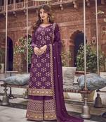 Purple embroidered jacquard salwar