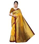 Yellow Art Silk Saree With Blose For Women
