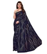 Blue Golden Printed Art Silk Saree With Blouse For Women