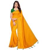 Yellow Stone Work Art Silk Saree With Blouse For Women