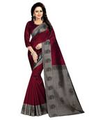 Maroon Printed  Art Silk Saree With Blouse For Women