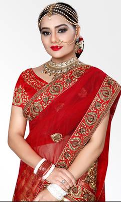 Beige embroidered velvet semi stitched lehenga 2