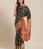 Black Woven Banarasi Silk Saree With Blouse