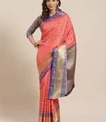 Red Woven Banarasi Silk Saree With Blouse