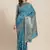 Blue woven banarasi silk saree with blouse