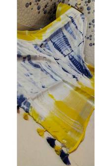 Multicolor Tie & Dye (Shibori print ) Handloom Cotton Linen Saree?