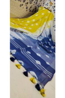 Multicolor Tie & Dye (Shibori print ) Handloom Cotton Linen Saree?