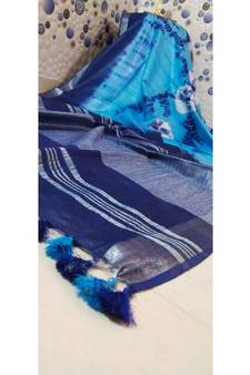 Multicolor Tie & Dye (Shibori print ) Handloom Cotton Linen Saree?