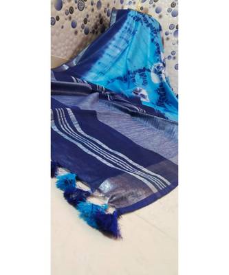 Multicolor Tie & Dye (Shibori print ) Handloom Cotton Linen Saree? 1